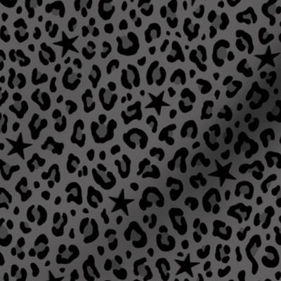 ★ STARS x LEOPARD ★ Gray and Black - Small Scale / Collection : Leopard Spots variations – Punk Rock Animal Prints 3