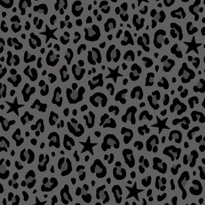 ★ STARS x LEOPARD ★ Gray and Black - Small Scale / Collection : Leopard Spots variations – Punk Rock Animal Prints 3