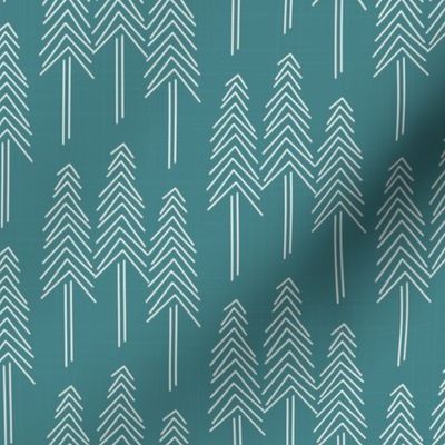 Forest - Pine Trees Teal White