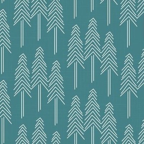 Forest - Pine Trees Teal White