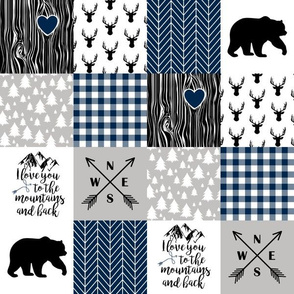3in To The Mountains - Wholecloth Cheater Quilt - Navy
