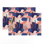 Abstract navy and rose 