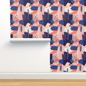 Abstract navy and rose 