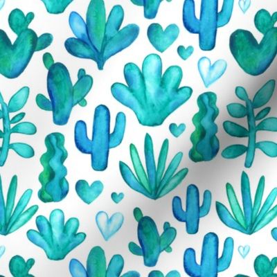 Watercolor succulents pattern. Painted cacti design.