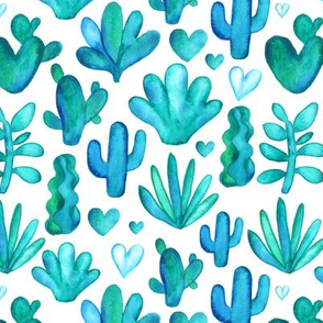 Watercolor succulents pattern. Painted cacti design.