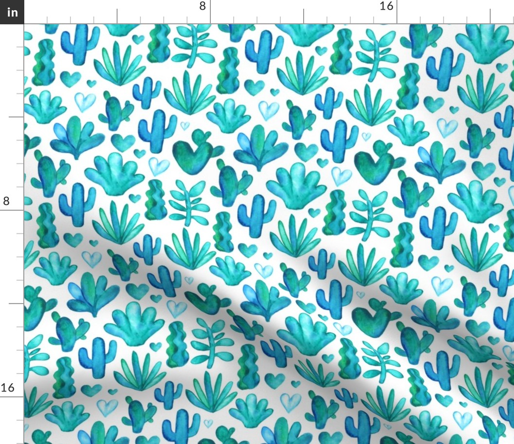 Watercolor succulents pattern. Painted cacti design.