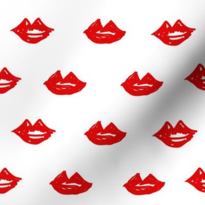 lips // valentines day fabric cute love themes pattern red lipstick red