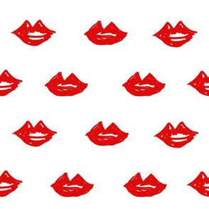 lips // valentines day fabric cute love themes pattern red lipstick red