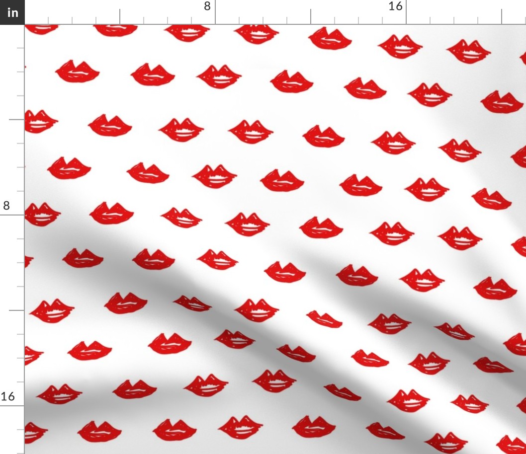 lips // valentines day fabric cute love themes pattern red lipstick red