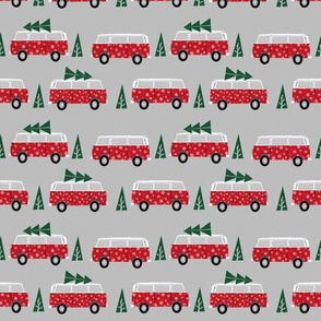 christmas van hippie bus christmas tree tradition holiday fabric red