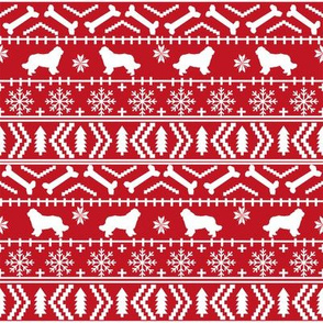 Newfoundland fair isle christmas sweater fabric dog breed lover red