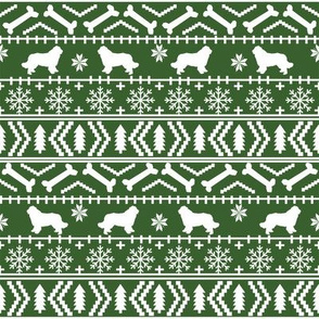 Newfoundland fair isle christmas sweater fabric dog breed lover med green