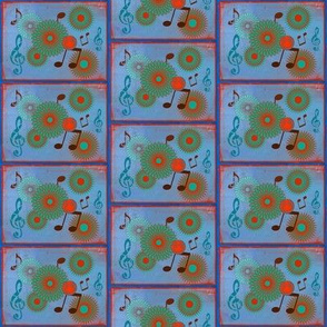 MDZ9 -  Small - Musical Daze Tiles in Blue, Turquoise and Orange 