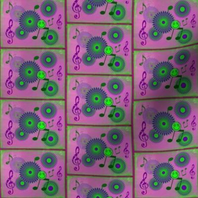 MDZ5 - Small -  Musical Daze Tiles in Purple and Lime Green