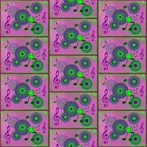 MDZ5 - Small -  Musical Daze Tiles in Purple and Lime Green