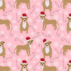 staffy dog fabric staffordshire terrier, dog pitbull christmas fabric - pink