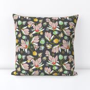 Magnolia Blossom - Floral Charcoal 