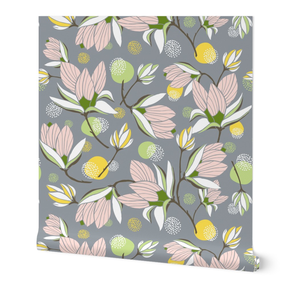 Magnolia Blossom - Floral Grey