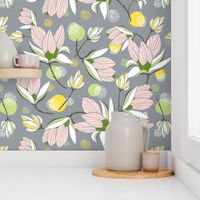 Magnolia Blossom - Floral Grey