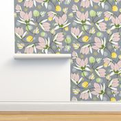 Magnolia Blossom - Floral Grey