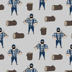 Lumberjacks - blue on grey