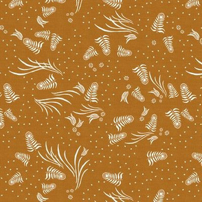 Jungle Flora Feather in Rust Linen