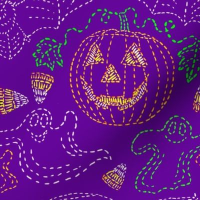 Trick or Treat Stitches 9x9 purple