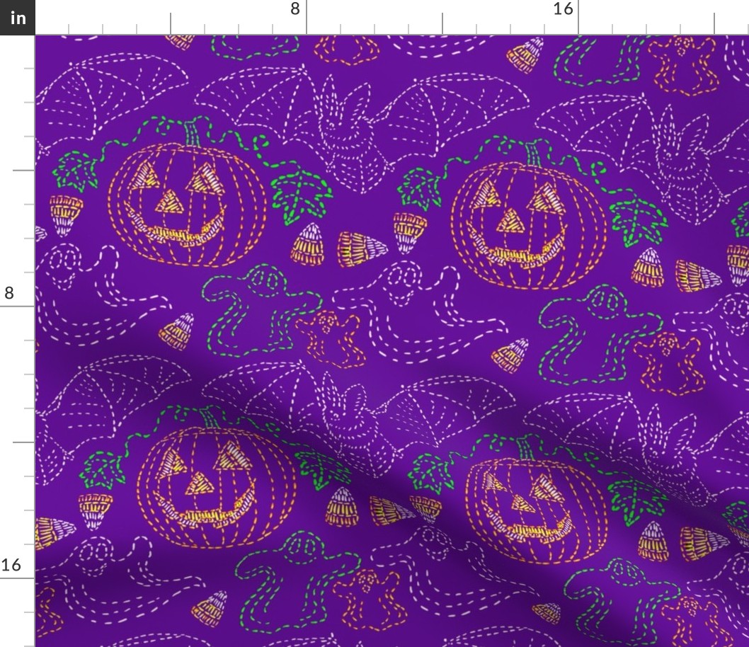 Trick or Treat Stitches 9x9 purple