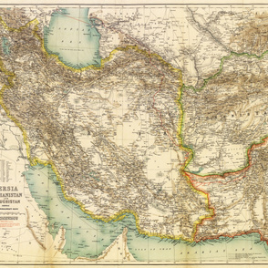 1891 Map of Persia / Afghanistan / Balochistan (42"W)