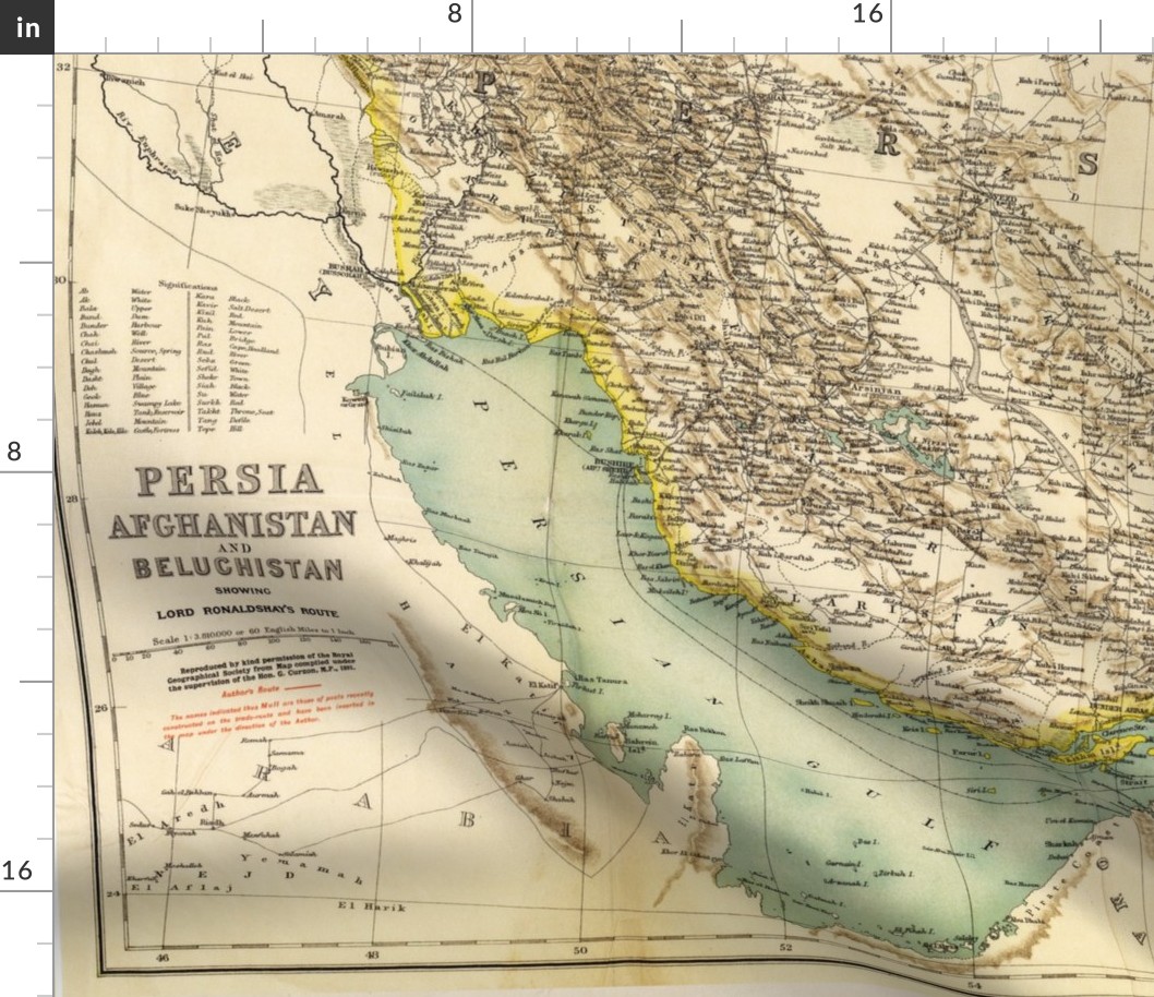 1891 Map of Persia / Afghanistan / Balochistan (42"W)