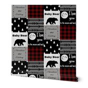 Baby Bear - Love you to the Moon - Maroon Plaid