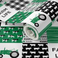 (3" small scale)  farm life - wholecloth green and black - woodgrain