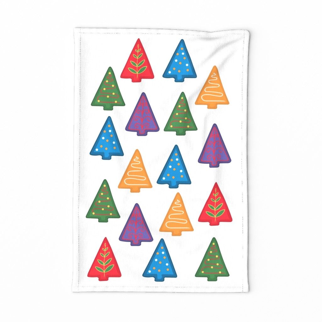 christmas cookie trees tea towel