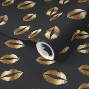 gold lips on graphite grey gray and gold kiss