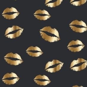 gold lips on graphite grey gray and gold kiss