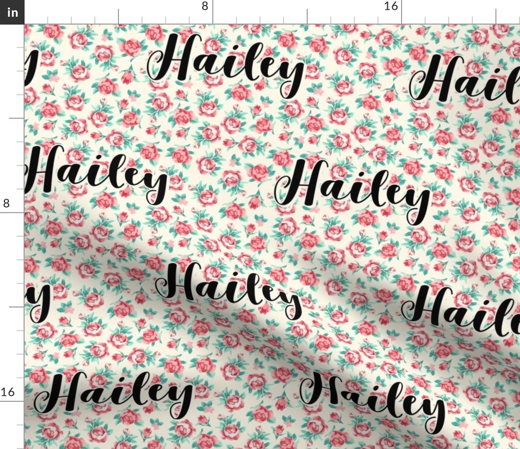 Floral Rose Personalized Name - Hailey