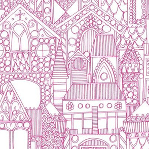 gingerbread town pink white