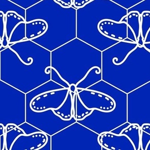 Butterfly Blueprint - 08 - Blue and White Negative