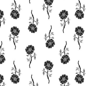 rose // valentines floral fabric roses flowers valentine's day black white
