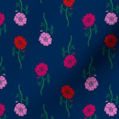 rose // valentines floral fabric roses flowers valentine's day navy