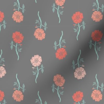 rose // valentines floral fabric roses flowers valentine's day grey