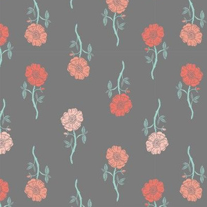 rose // valentines floral fabric roses flowers valentine's day grey