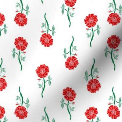 rose // valentines floral fabric roses flowers valentine's day white red