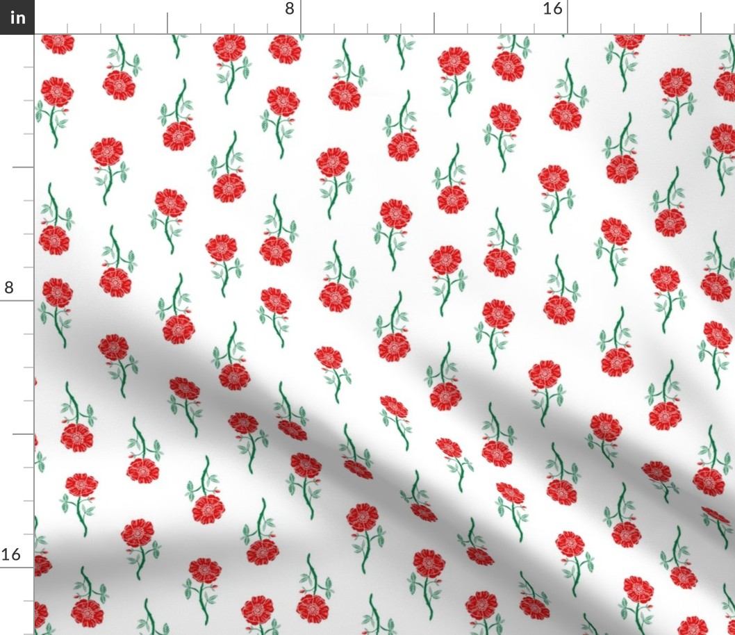 rose // valentines floral fabric roses flowers valentine's day white red