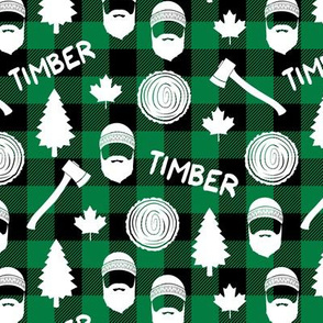 (small scale) lumberjack - timber - buffalo plaid - green