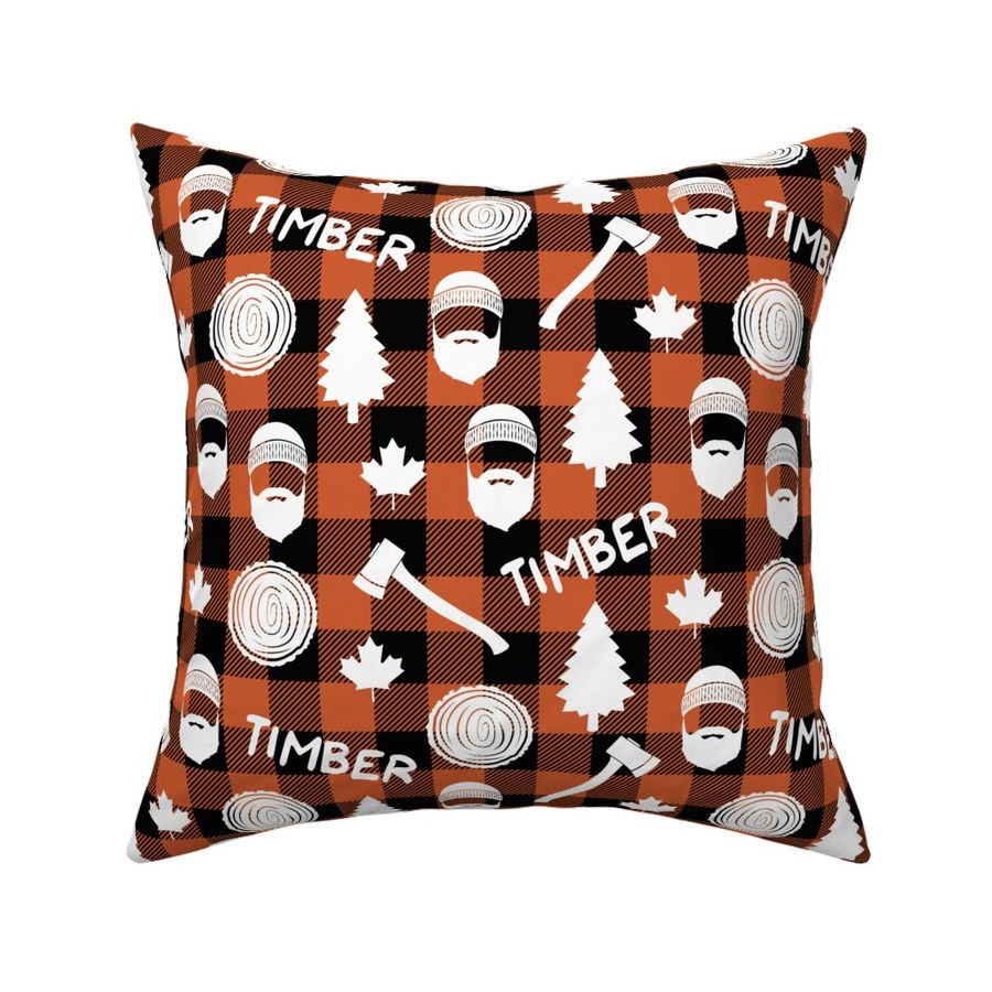 Lumberjack  - timber - Buffalo plaid - orange