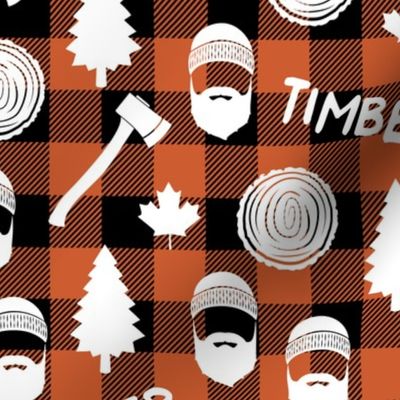 Lumberjack  - timber - Buffalo plaid - orange