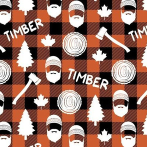 (small scale) Lumberjack  - timber - Buffalo plaid - orange