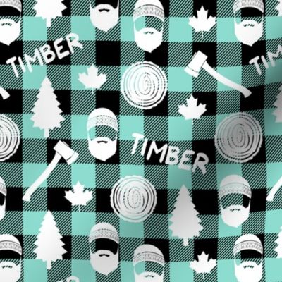 (small scale) lumberjack - timber - buffalo plaid - dark aqua