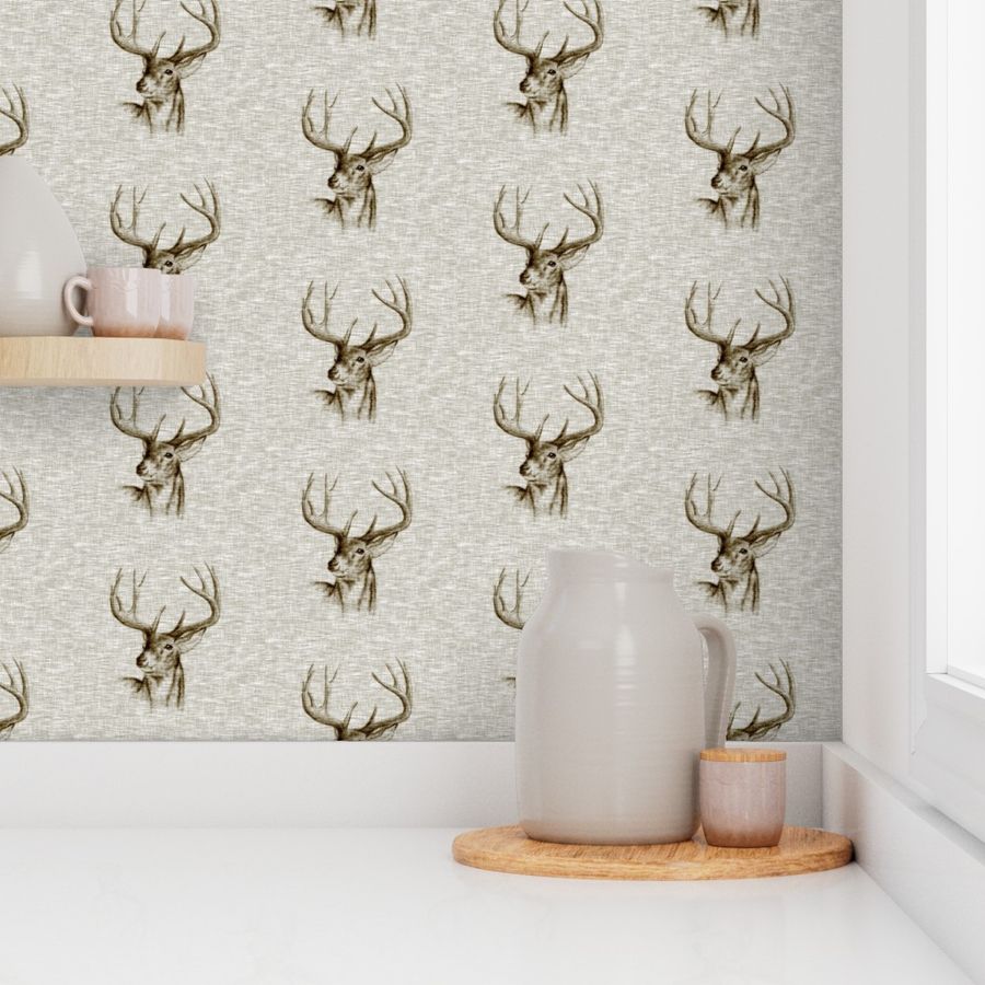 Bucks on Linen- bark